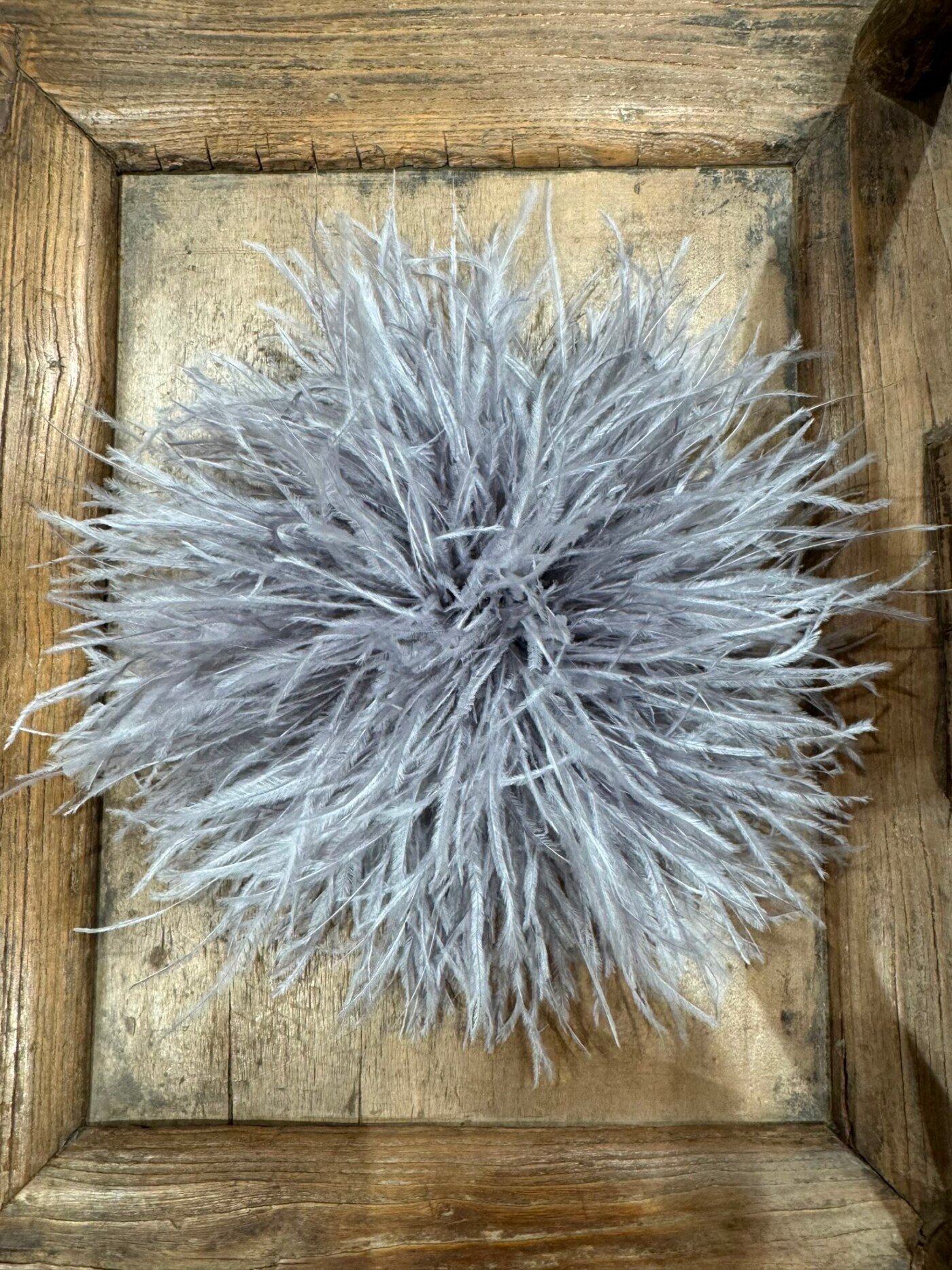 BROCHE PLUME AUTRUCHE GRIS BLEU