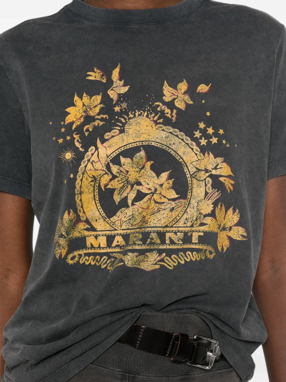 TEE SHIRT ISABEL MARANT ZEWEL FLEUR FADED BLACK 2