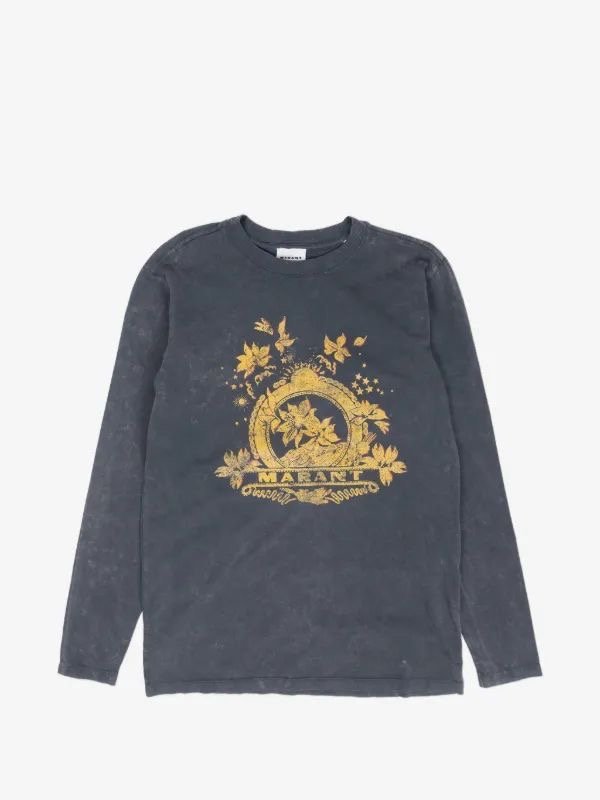 TEE SHIRT ISABEL MARANT MARTINE FLEUR FADED BLACK 1