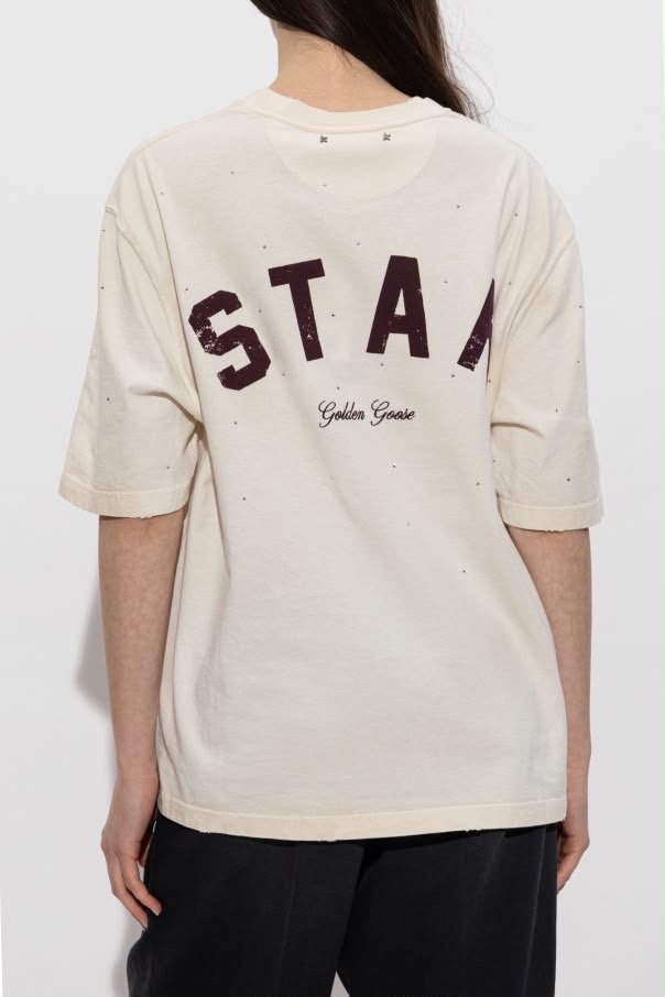 TEE-SHIRT GOLDEN GOOSE STAR STRASS CREME 2