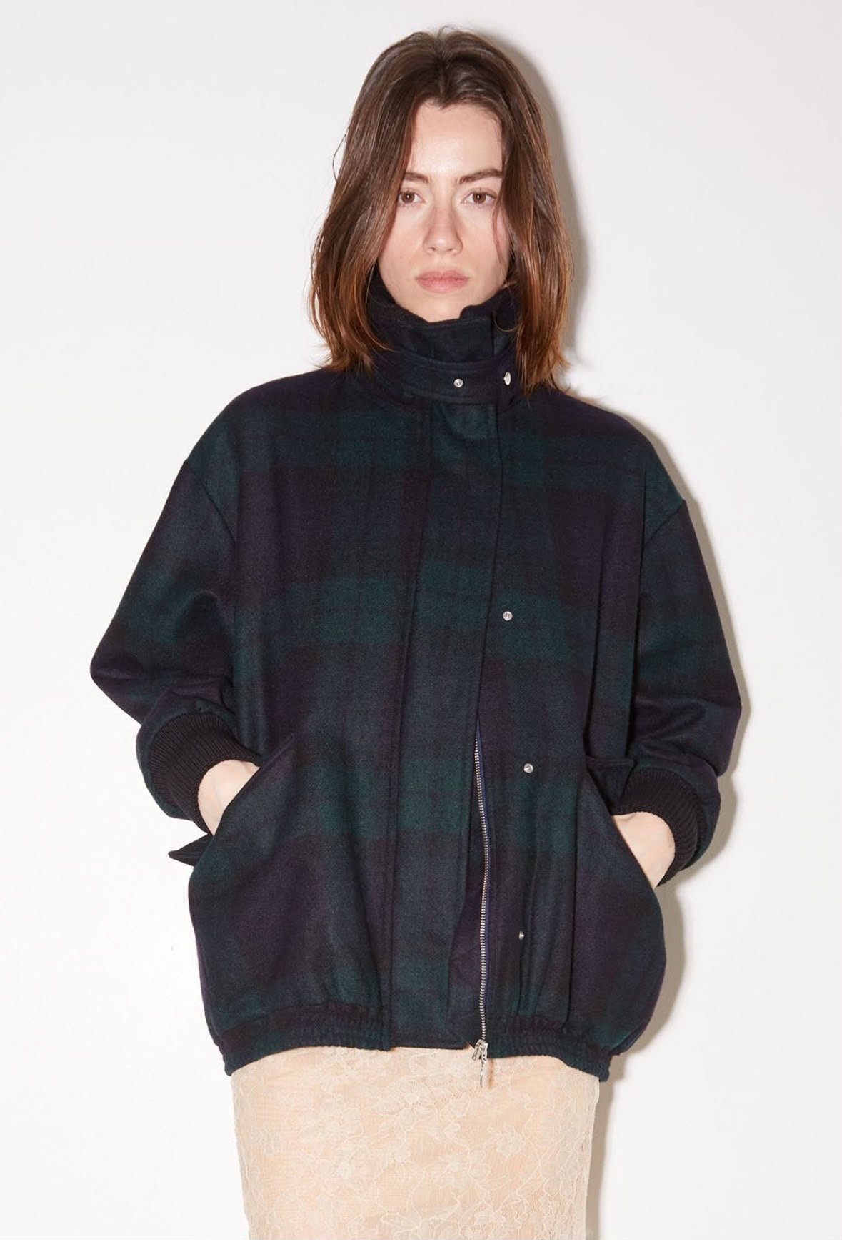 BLOUSON ROSEANNA FOX TARTAN NAVY 2