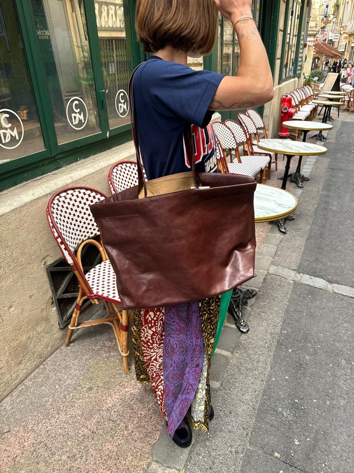 SAC BEA MOMBERS SHOPPER EASTWEST TUMBLED BROWN